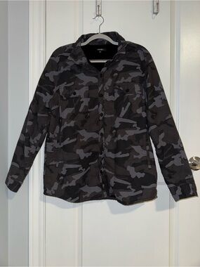 George Black and Gray Camo Button-Up Shirt Jacket